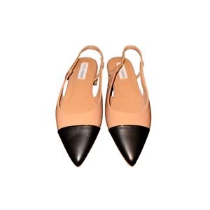 Steve Madden Nude and Black Pointed Slingback Flats